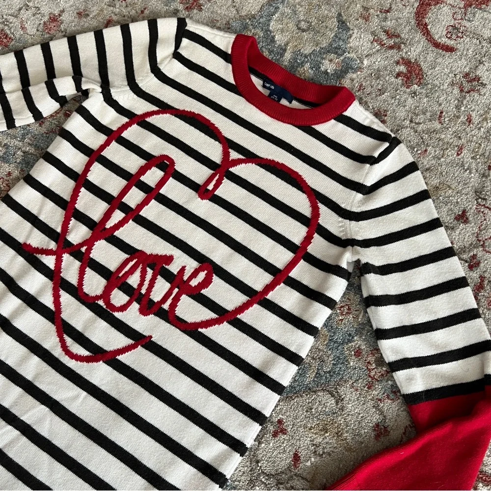 Gap kids LOVE Valentines Stripe Sweater Dress XXL 14-16 Long Sleeve Comfy Preppy